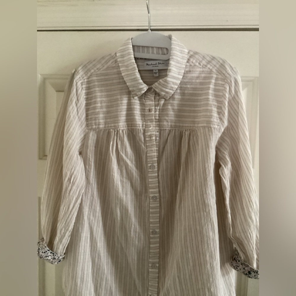 Michael Stars Los Angeles | Striped & Floral Button-Down Blouse | Size S